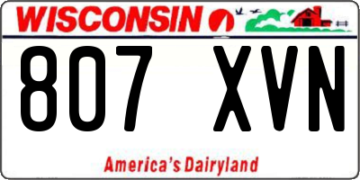 WI license plate 807XVN