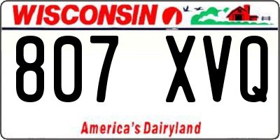 WI license plate 807XVQ
