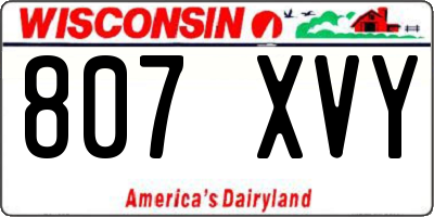 WI license plate 807XVY