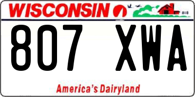 WI license plate 807XWA