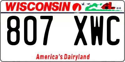 WI license plate 807XWC
