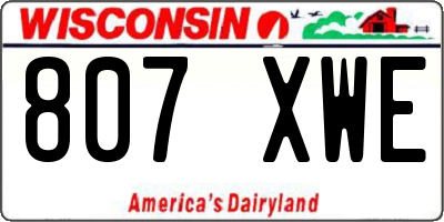 WI license plate 807XWE