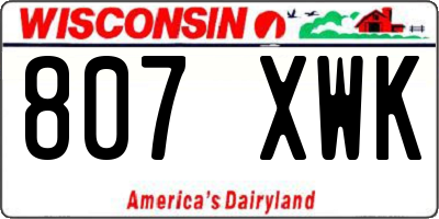 WI license plate 807XWK
