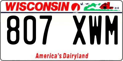 WI license plate 807XWM