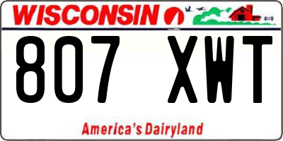 WI license plate 807XWT