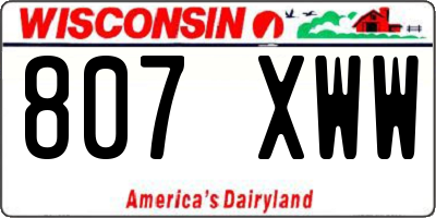 WI license plate 807XWW