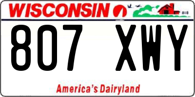 WI license plate 807XWY