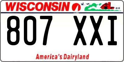 WI license plate 807XXI