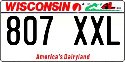 WI license plate 807XXL