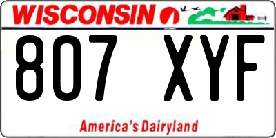 WI license plate 807XYF