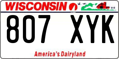 WI license plate 807XYK