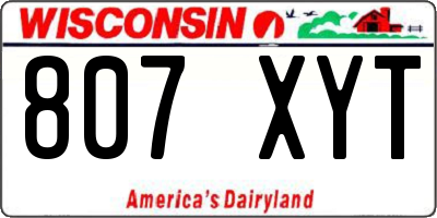 WI license plate 807XYT