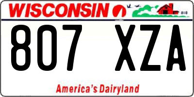 WI license plate 807XZA