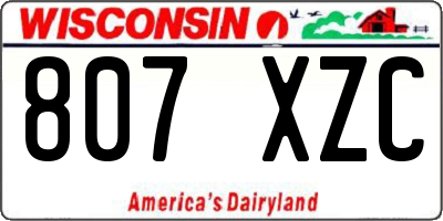 WI license plate 807XZC
