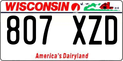 WI license plate 807XZD