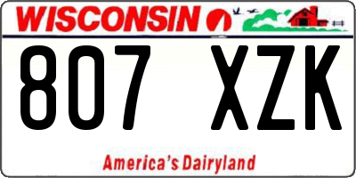 WI license plate 807XZK