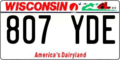 WI license plate 807YDE