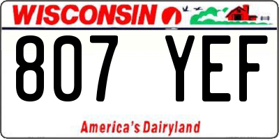 WI license plate 807YEF