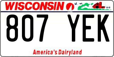 WI license plate 807YEK