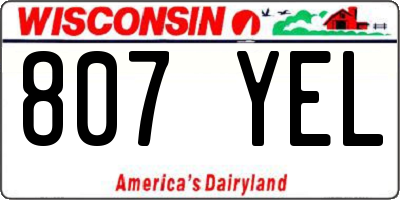 WI license plate 807YEL