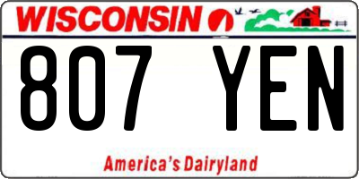WI license plate 807YEN