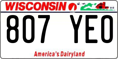 WI license plate 807YEO