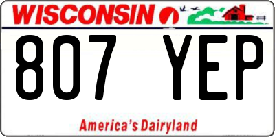 WI license plate 807YEP