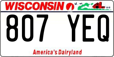 WI license plate 807YEQ