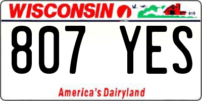 WI license plate 807YES