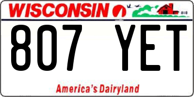 WI license plate 807YET