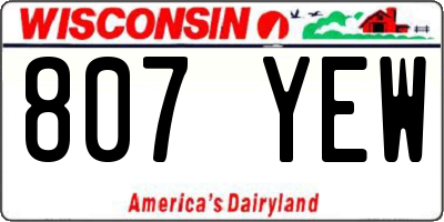 WI license plate 807YEW