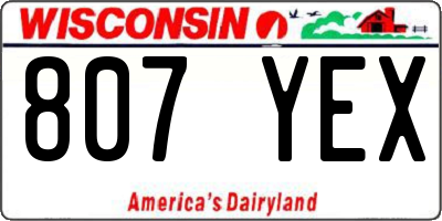 WI license plate 807YEX