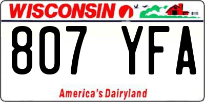WI license plate 807YFA