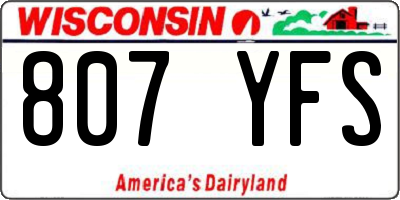 WI license plate 807YFS