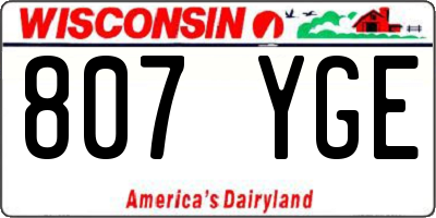 WI license plate 807YGE