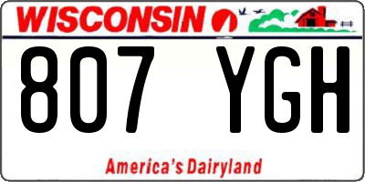 WI license plate 807YGH
