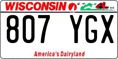 WI license plate 807YGX