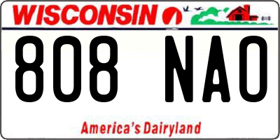 WI license plate 808NAO