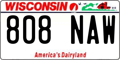 WI license plate 808NAW