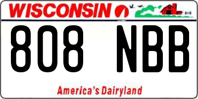 WI license plate 808NBB