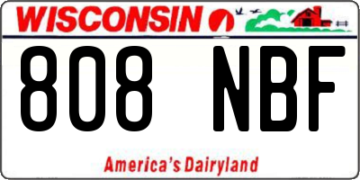 WI license plate 808NBF