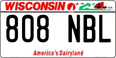WI license plate 808NBL