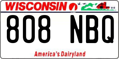 WI license plate 808NBQ