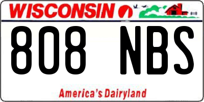 WI license plate 808NBS