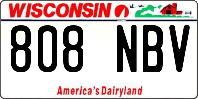 WI license plate 808NBV