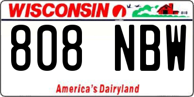 WI license plate 808NBW