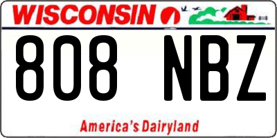 WI license plate 808NBZ