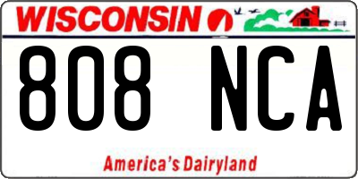 WI license plate 808NCA
