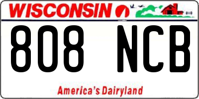 WI license plate 808NCB