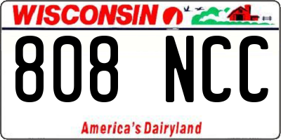 WI license plate 808NCC